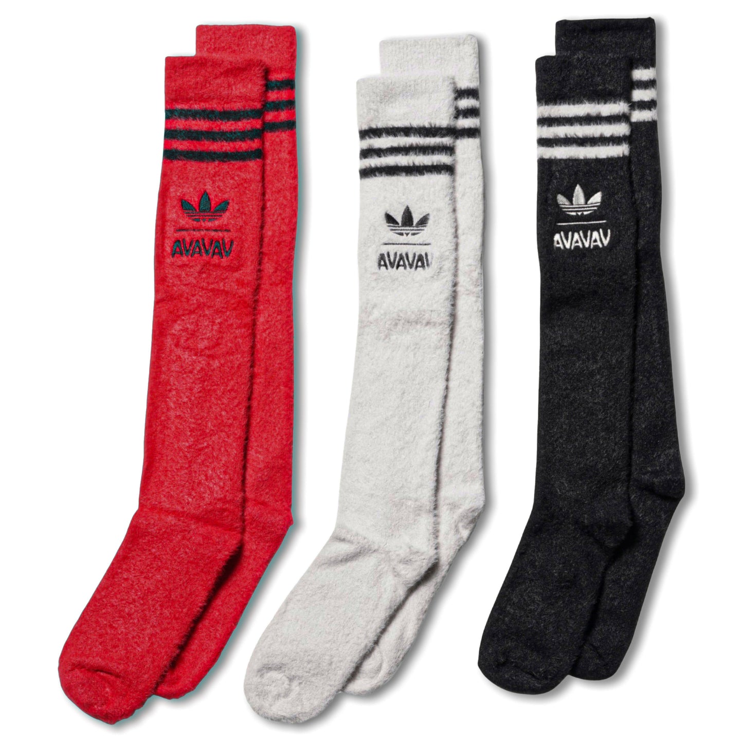 AV FUZZY SOCKS / CHALK PEARL/BLACK/BETTER SCARLET