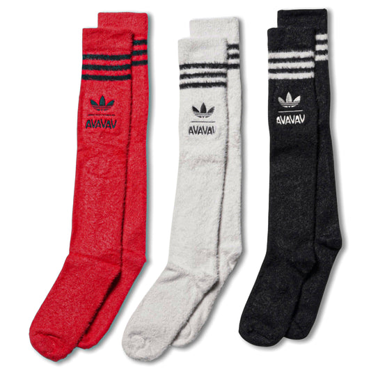 AV FUZZY SOCKS / CHALK PEARL/BLACK/BETTER SCARLET