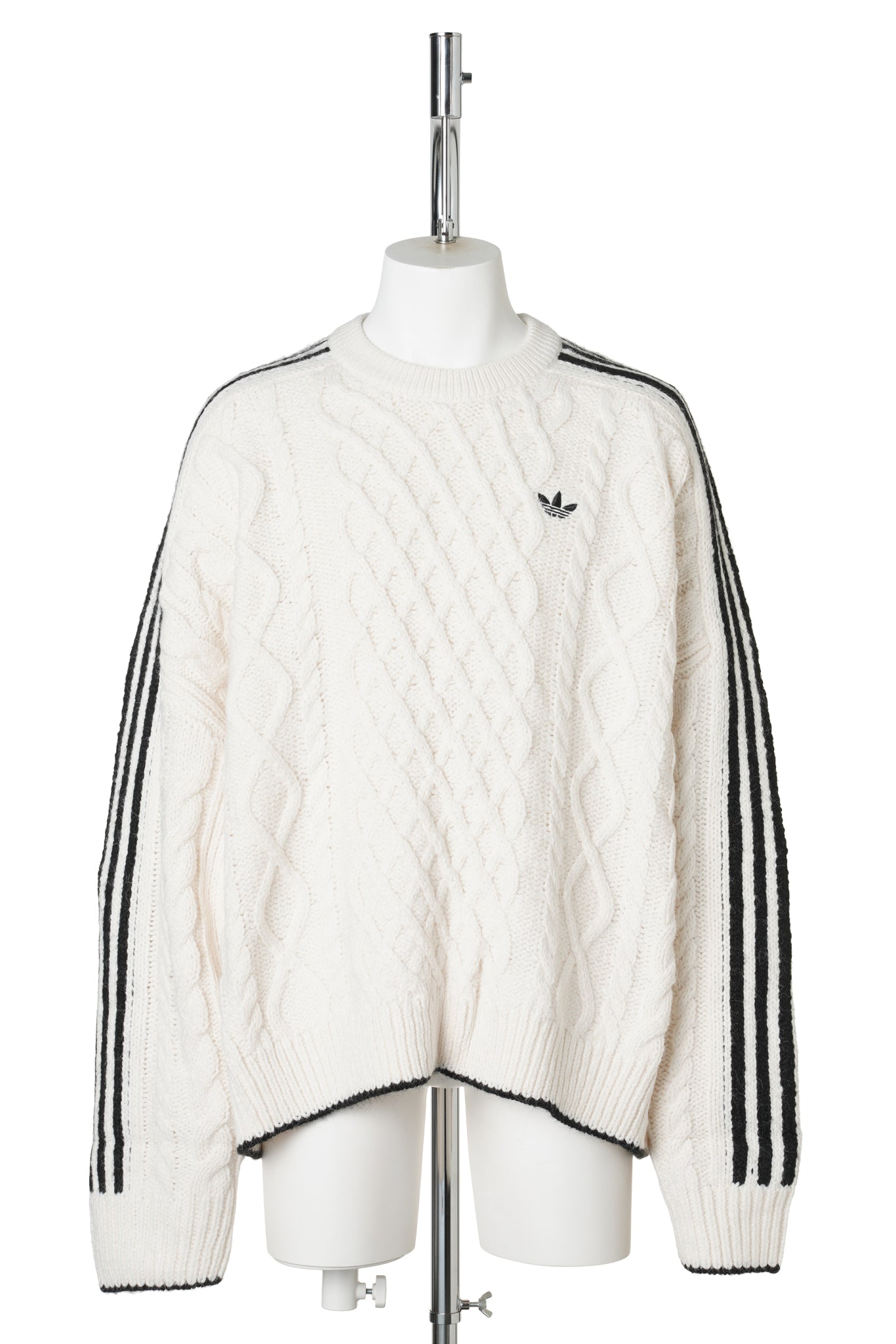 CABLEKNIT SWEATER / CWHITE/BLACK