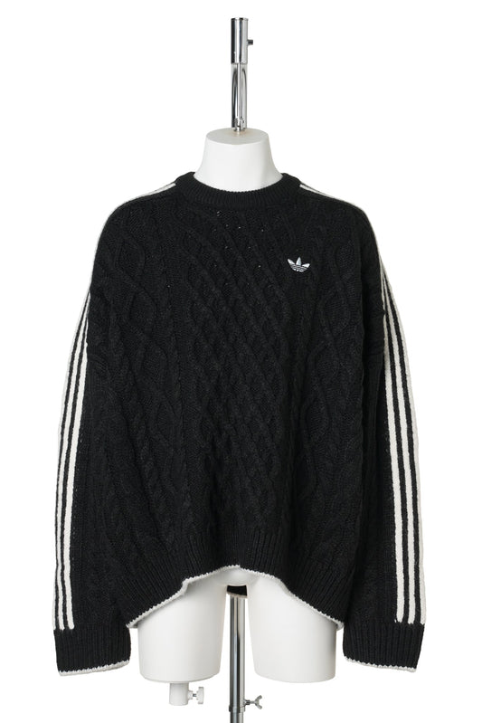 CABLEKNIT SWEATER / BLACK/CWHITE