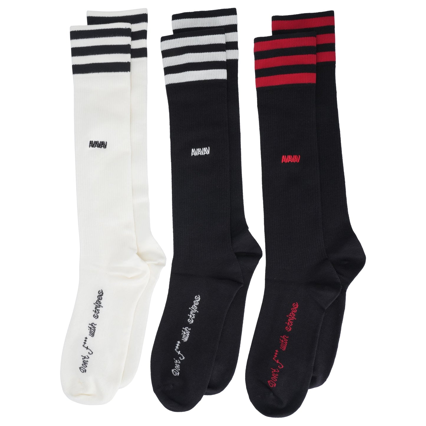 KNEESOCKS 3PACK / CREWHI/BLACK/BLACK
