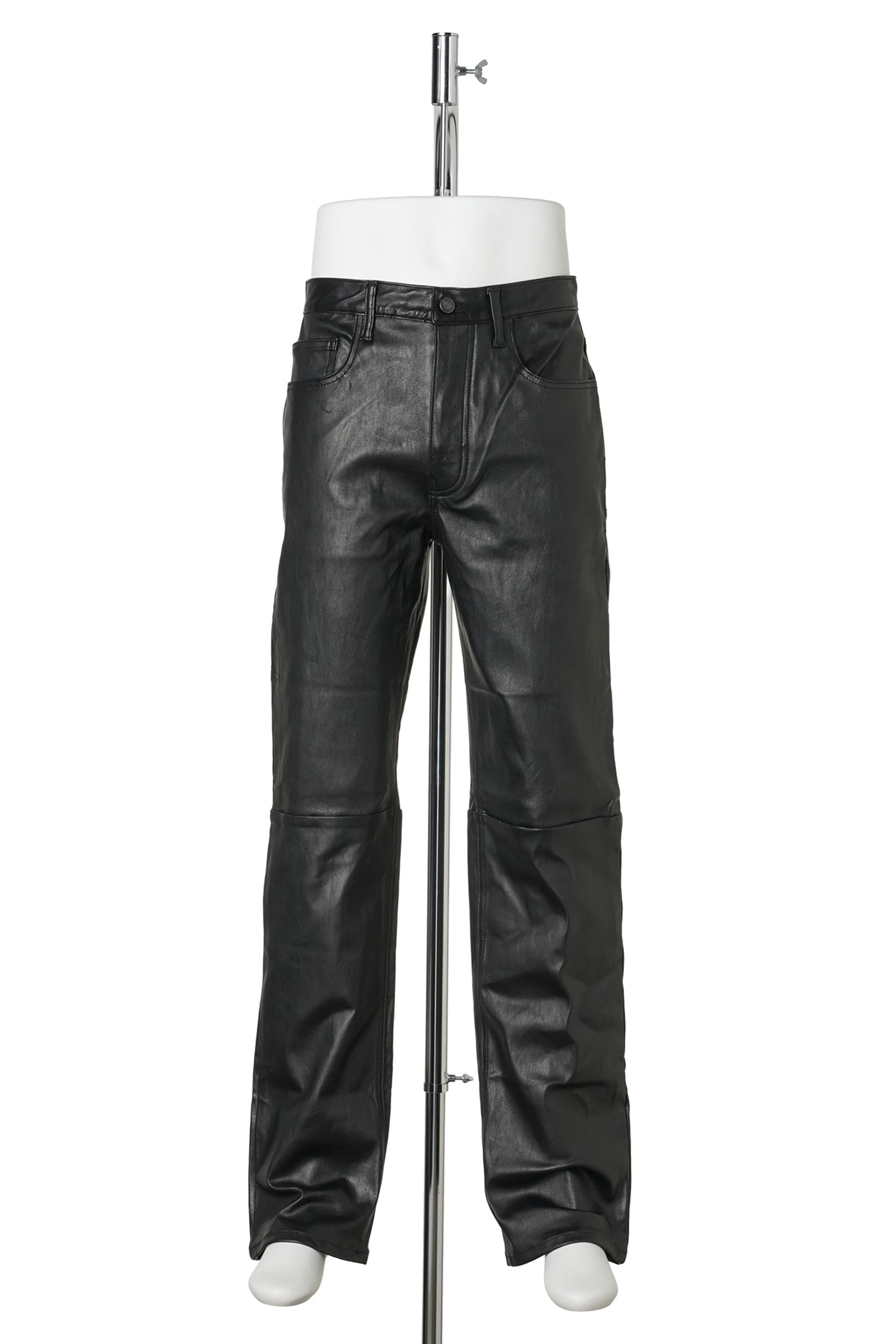 LEATHER STRAIGHT PANTS / BLACK