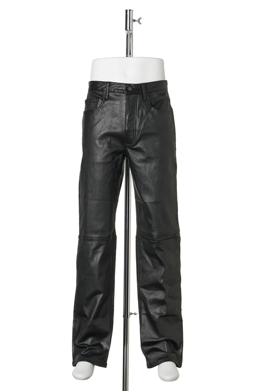 LEATHER STRAIGHT PANTS / BLACK