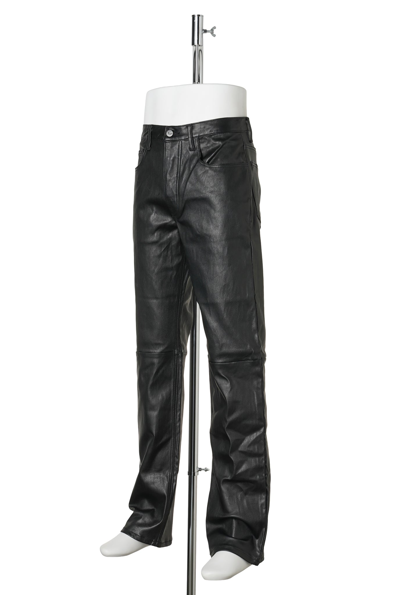 LEATHER STRAIGHT PANTS / BLACK