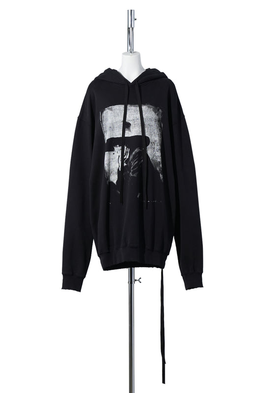 OLLIE HIGH COMFORT HOODY WITH "THE STRANGER" PRINT / BLACK