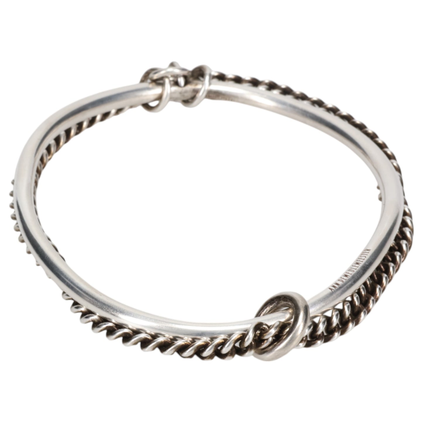 VOKKO IRREGULAR BANGLE WITH CHAIN / ANT IQUE SILVER