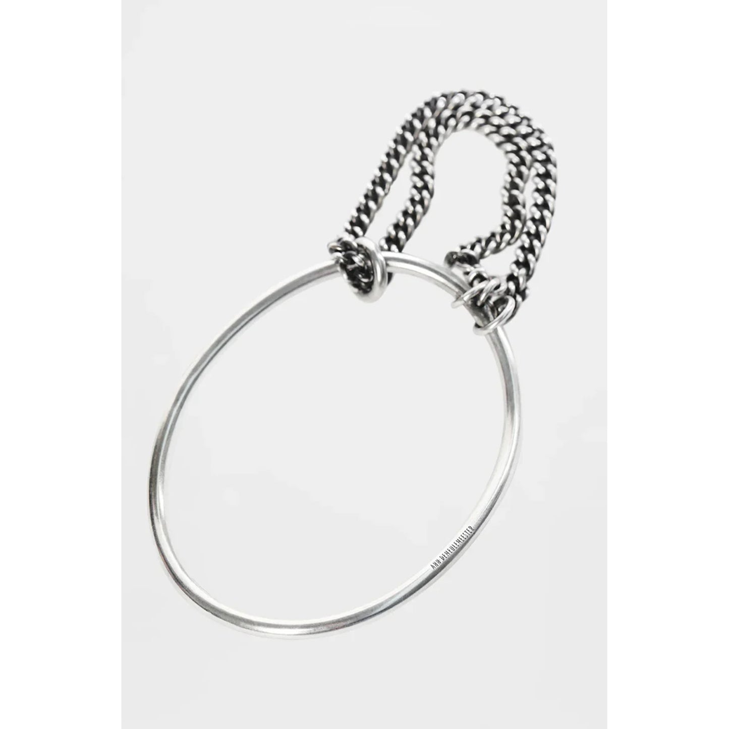 VOKKO IRREGULAR BANGLE WITH CHAIN / ANT IQUE SILVER