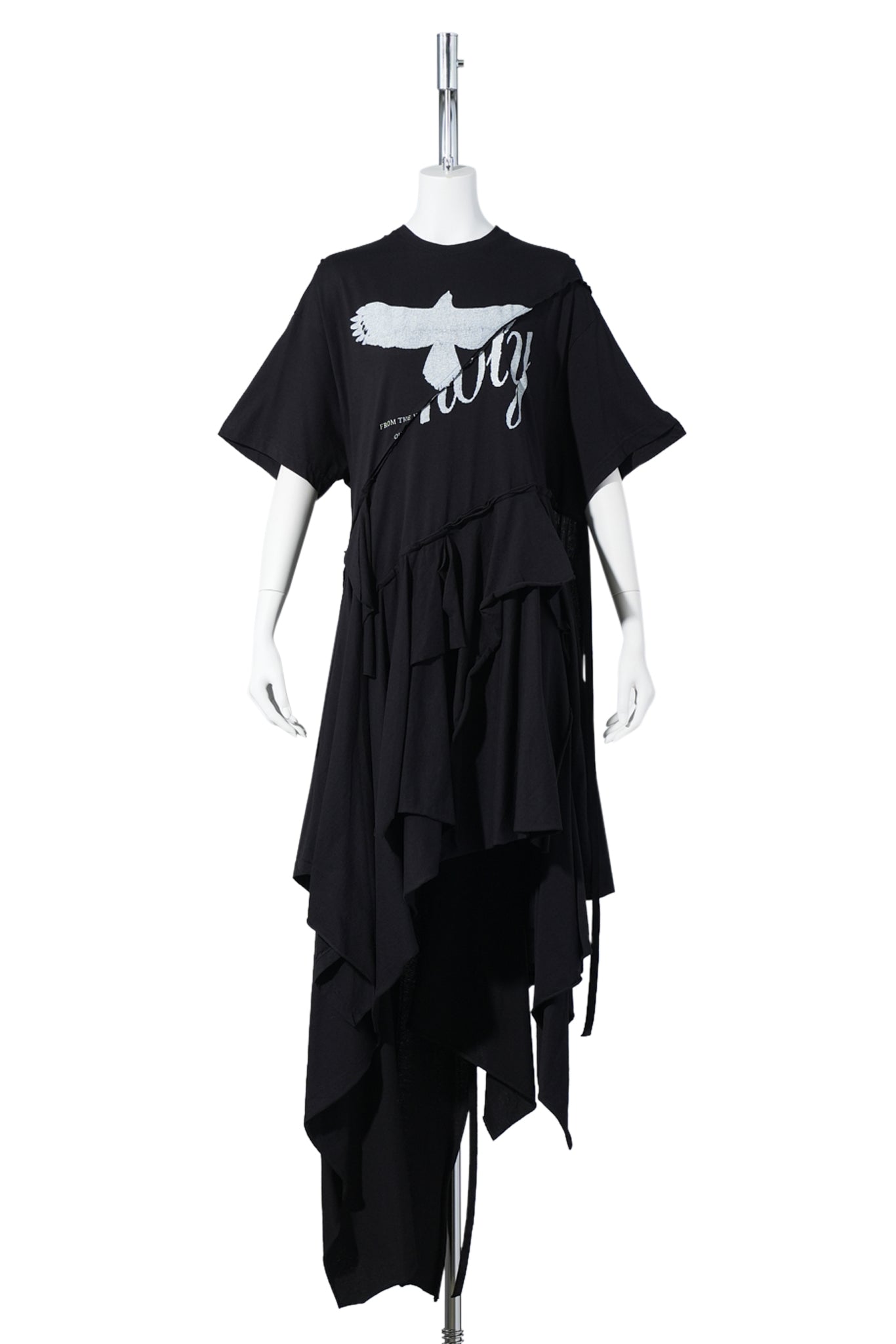 GUUSTA LONG HIGH COMFORT DECONSTRUCTED DRESS WITH MIX PRINT / BLACK