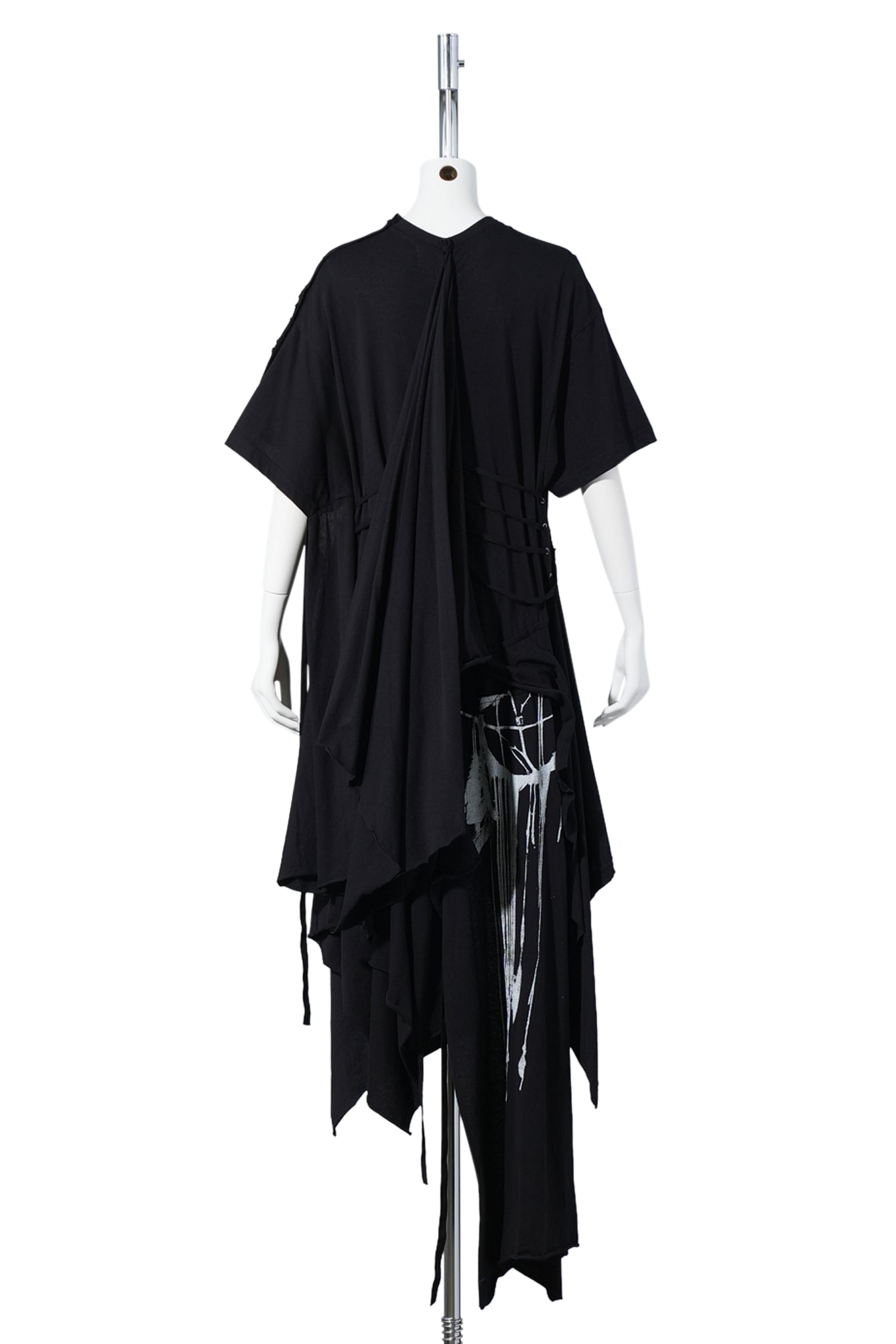 GUUSTA LONG HIGH COMFORT DECONSTRUCTED DRESS WITH MIX PRINT / BLACK