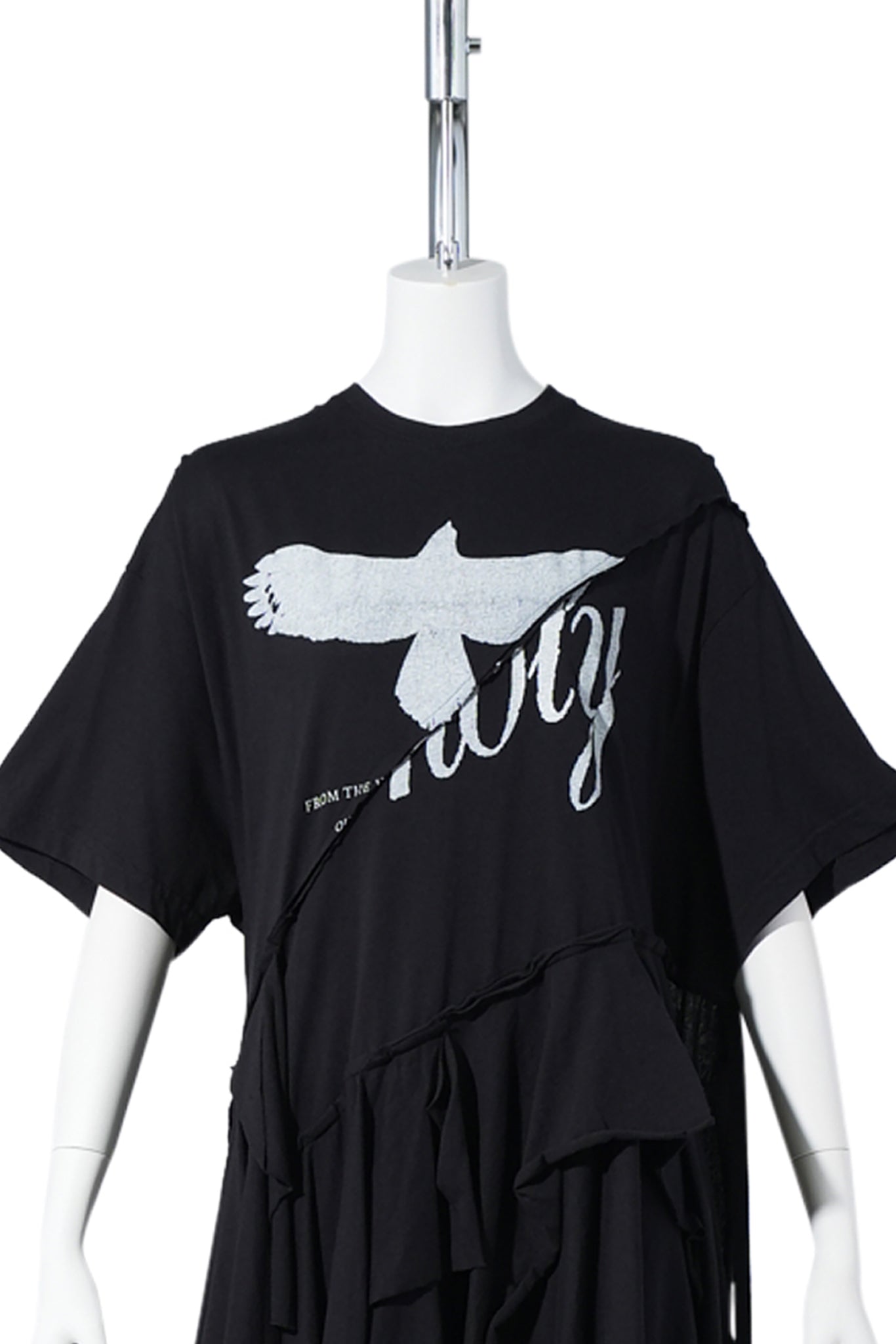 GUUSTA LONG HIGH COMFORT DECONSTRUCTED DRESS WITH MIX PRINT / BLACK