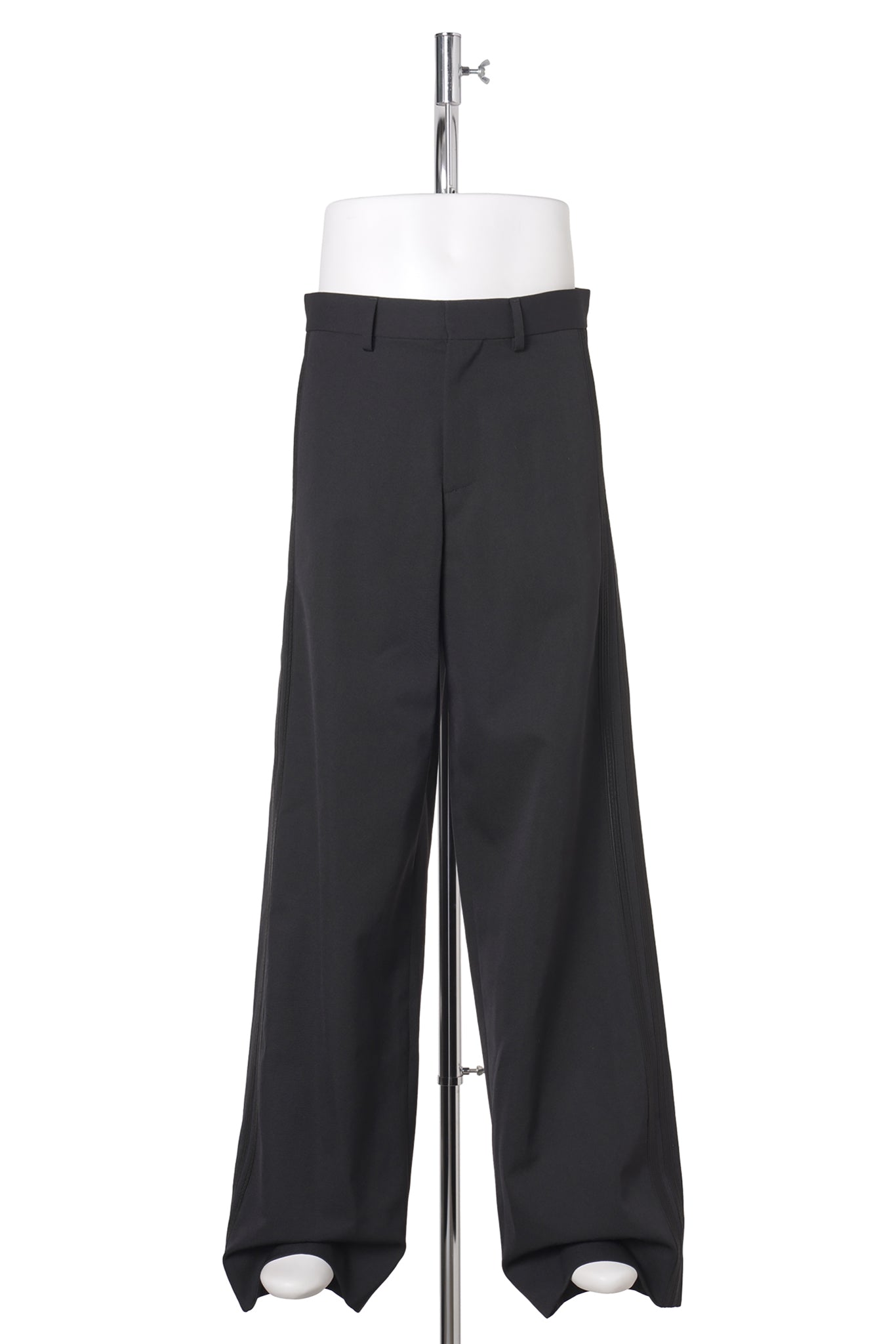 FRANCK FLARED LEG LOOSE TROUSERS WITH DOUBLE SIDE BANDS / 099:BLACK