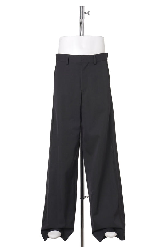 FRANCK FLARED LEG LOOSE TROUSERS WITH DOUBLE SIDE BANDS / 099:BLACK