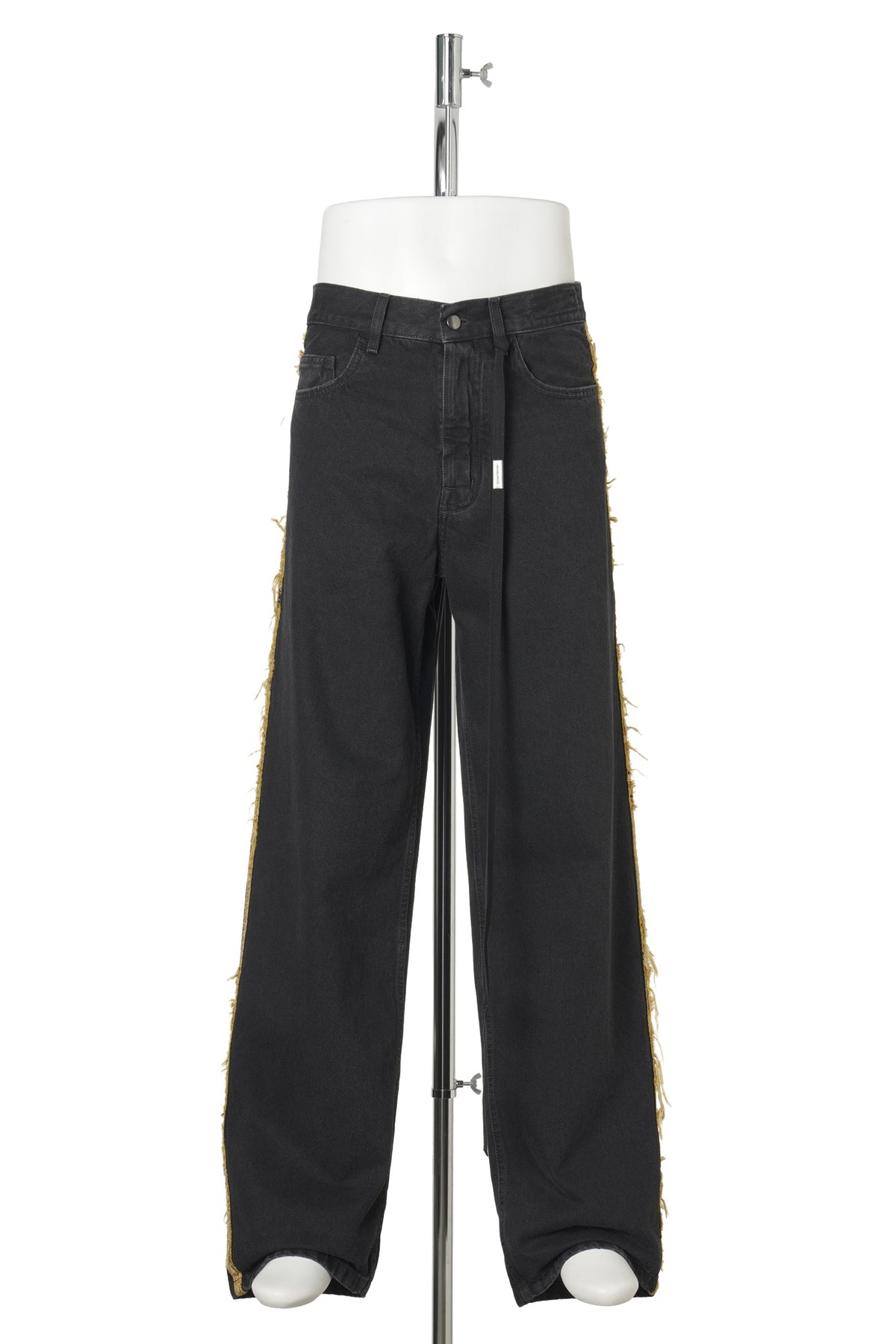 HANNO 5-POCKETS STRAIGHT LEG LOOSE TROUSERS WITH SIDE BANDS / 098:FADED BLACK