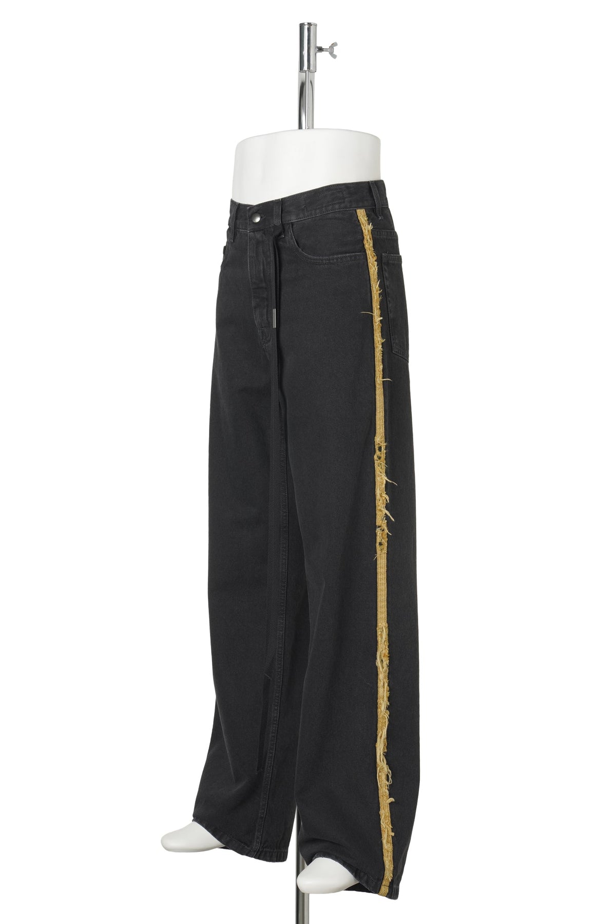 HANNO 5-POCKETS STRAIGHT LEG LOOSE TROUSERS WITH SIDE BANDS / 098:FADED BLACK