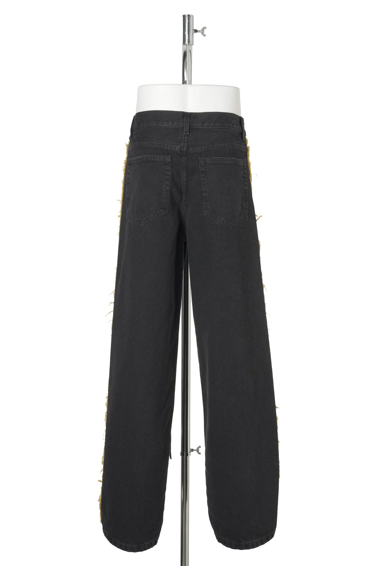 HANNO 5-POCKETS STRAIGHT LEG LOOSE TROUSERS WITH SIDE BANDS / 098:FADED BLACK