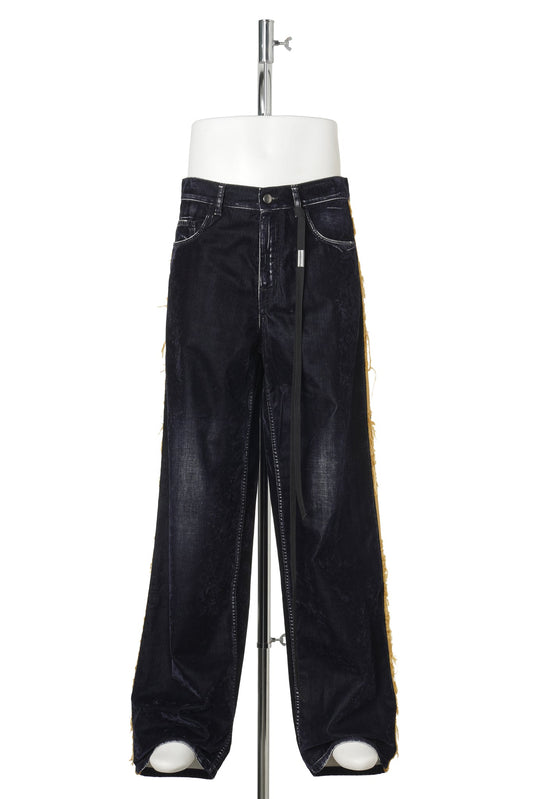 HANNO 5-POCKETS STRAIGHT LEG LOOSE TROUSERS WITH SIDE BANDS / 590:NAVY