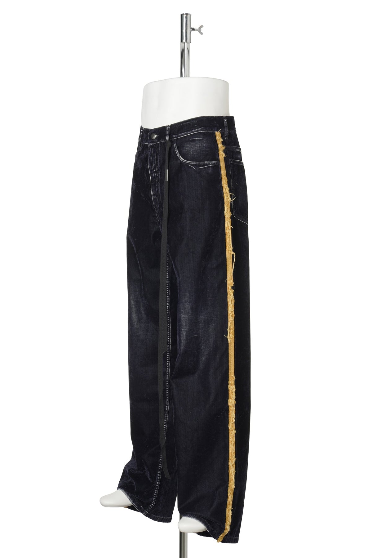 HANNO 5-POCKETS STRAIGHT LEG LOOSE TROUSERS WITH SIDE BANDS / 590:NAVY