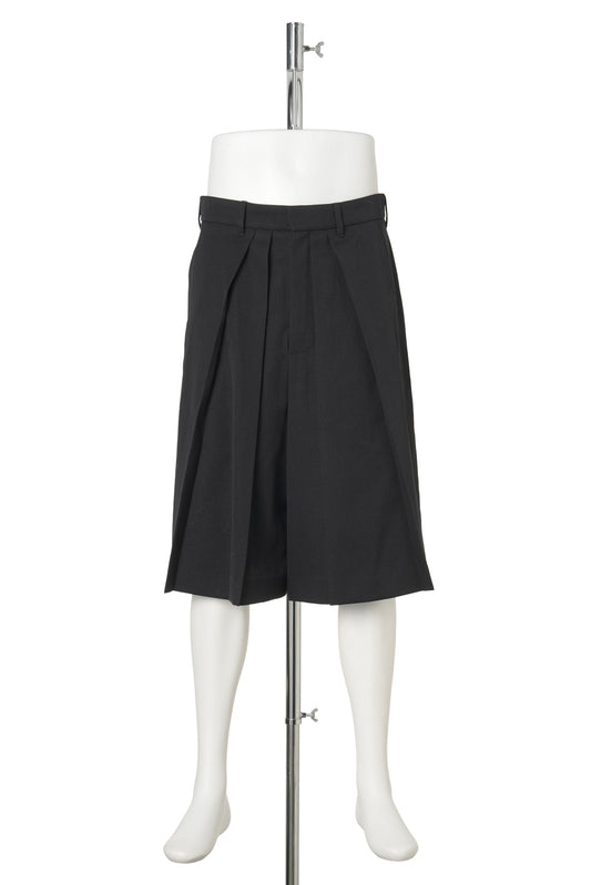 CHARLEY WIDE LEG SHORTS WITH FRONT PLEATS / 099:BLACK