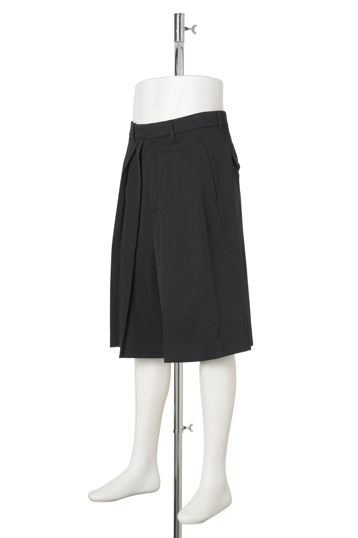 CHARLEY WIDE LEG SHORTS WITH FRONT PLEATS / 099:BLACK