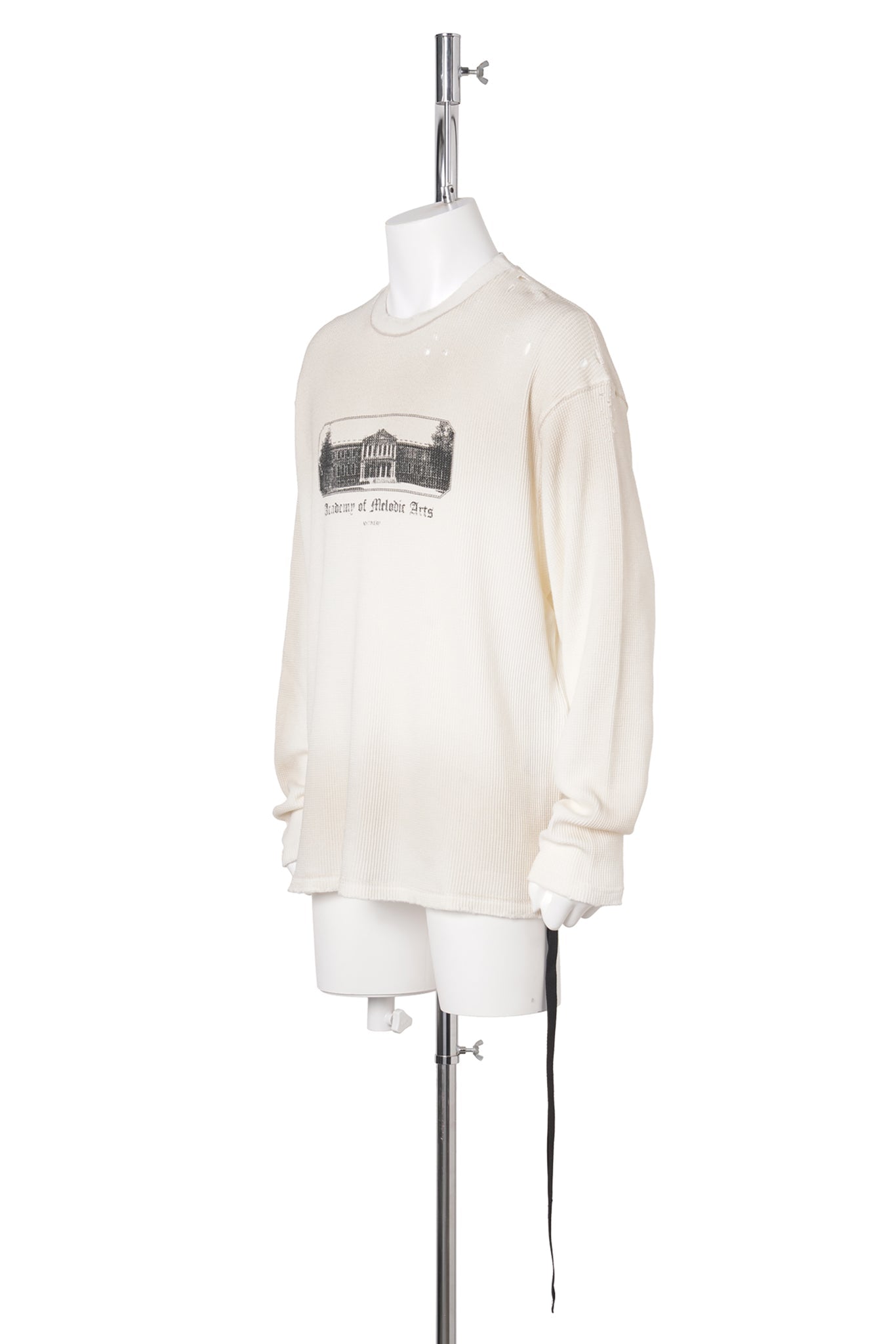 EMIL RELAX FIT LONG SLEEVE BOXY T-SHIRT WITH "ACADEMY" PRINT / 004:CHALK