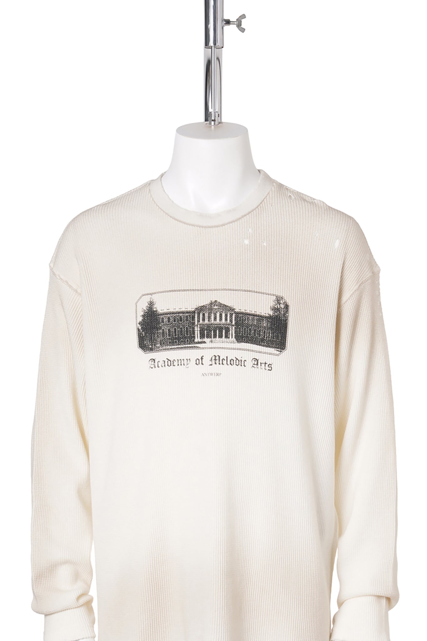 EMIL RELAX FIT LONG SLEEVE BOXY T-SHIRT WITH "ACADEMY" PRINT / 004:CHALK