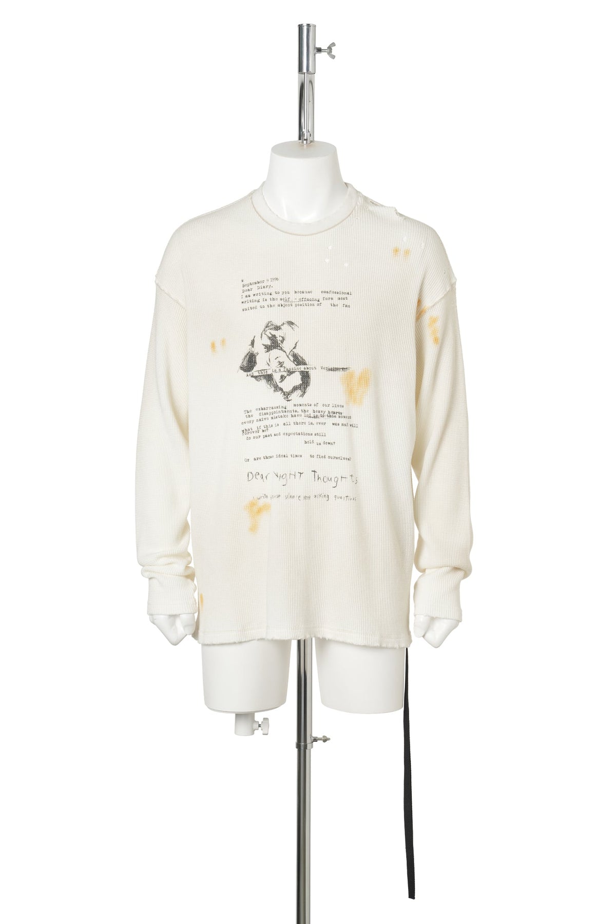 EMIL RELAX FIT LONG SLEEVE BOXY T-SHIRT WITH "DEAR DIARY" PRINT / 004:CHALK