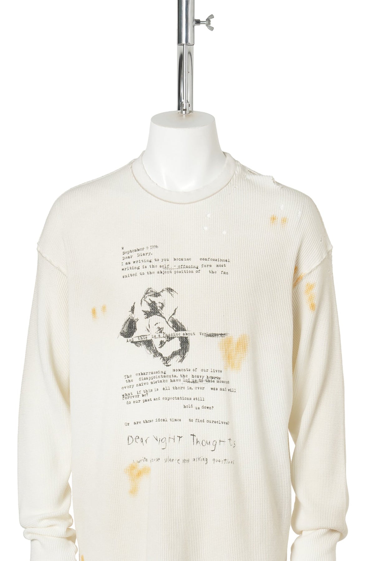 EMIL RELAX FIT LONG SLEEVE BOXY T-SHIRT WITH "DEAR DIARY" PRINT / 004:CHALK