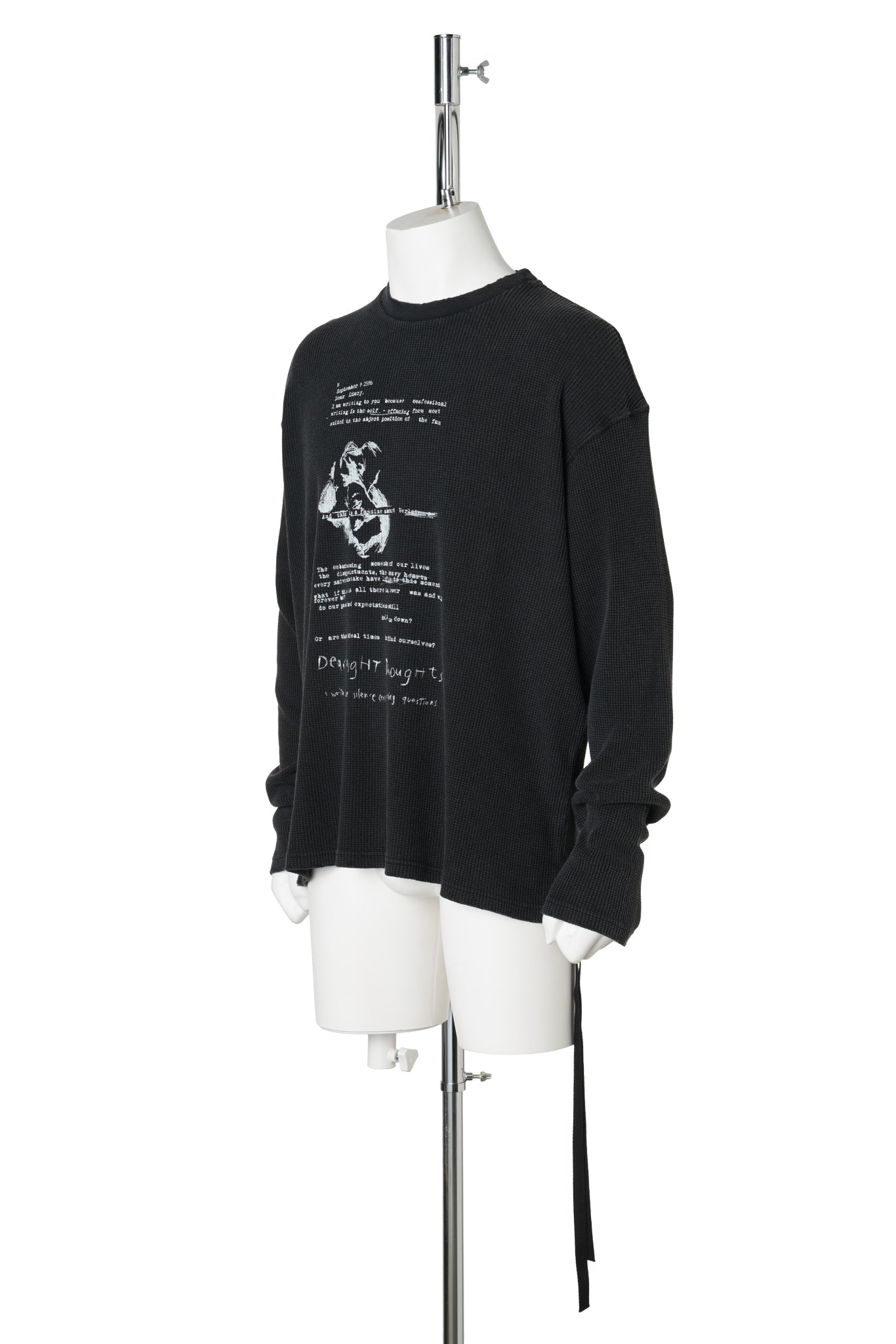 EMIL RELAX FIT LONG SLEEVE BOXY T-SHIRT WITH "DEAR DIARY" PRINT / 098:FADED BLACK