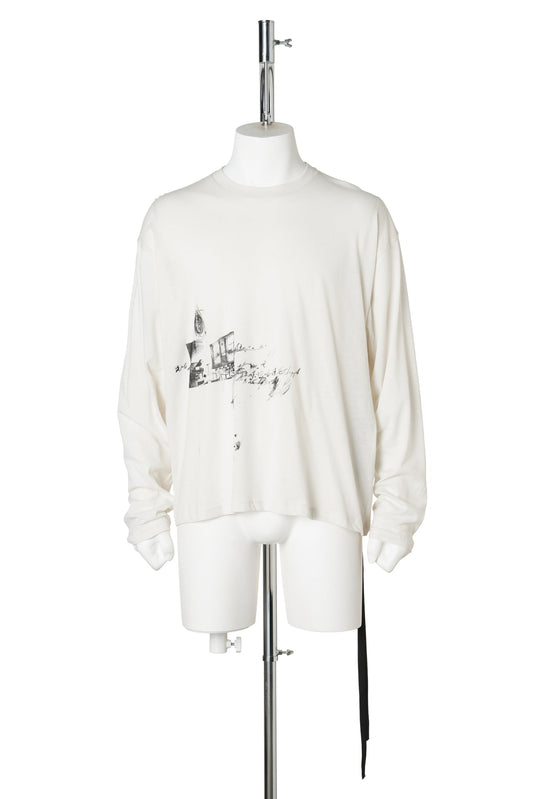 EMIL RELAX FIT LONG SLEEVE BOXY T-SHIRT WITH "CLASSROOM MEMORY" PRINT / 003:IVORY