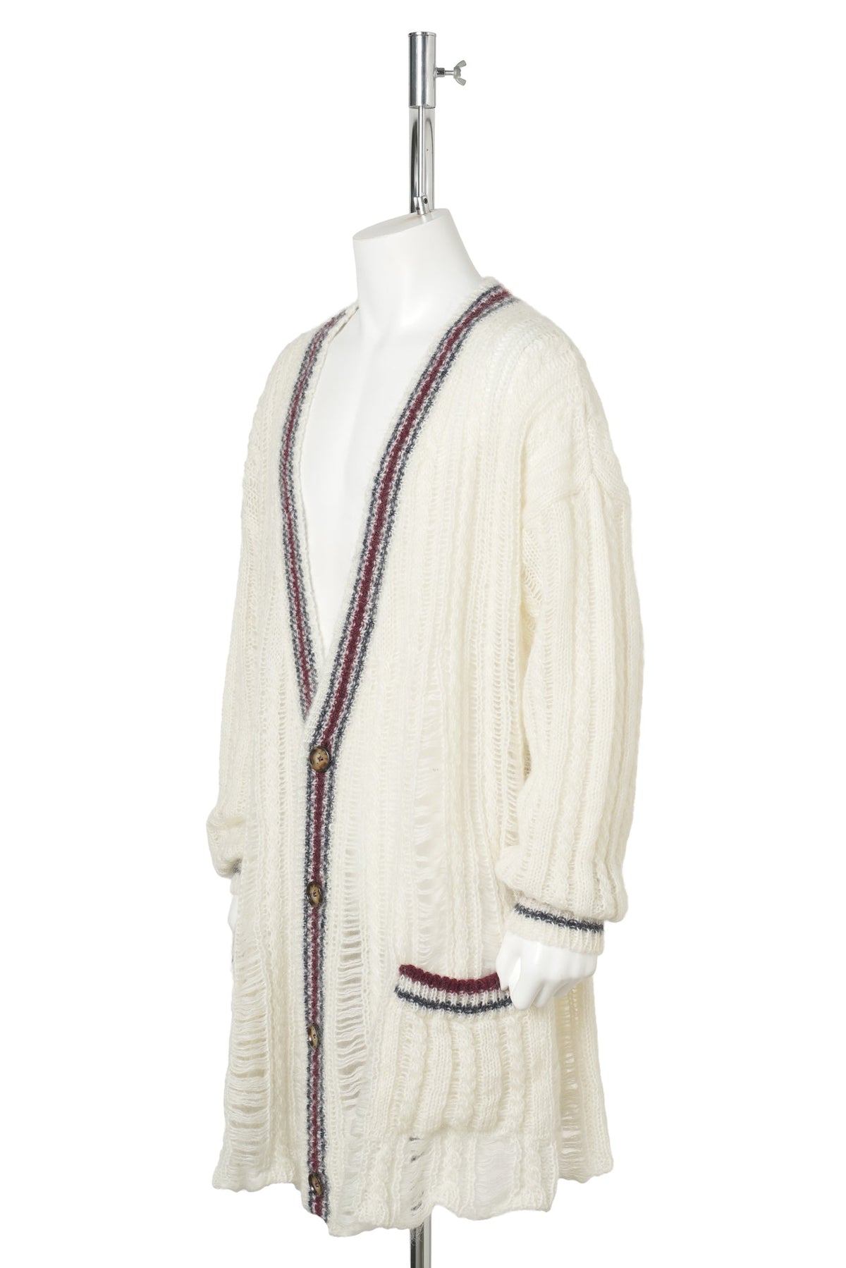 ULVER CABLE KNIT LADDER STITCH HIGH COMFORT CARDIGAN WITH EMBROIDERED EMB / 006:WARM WHITE