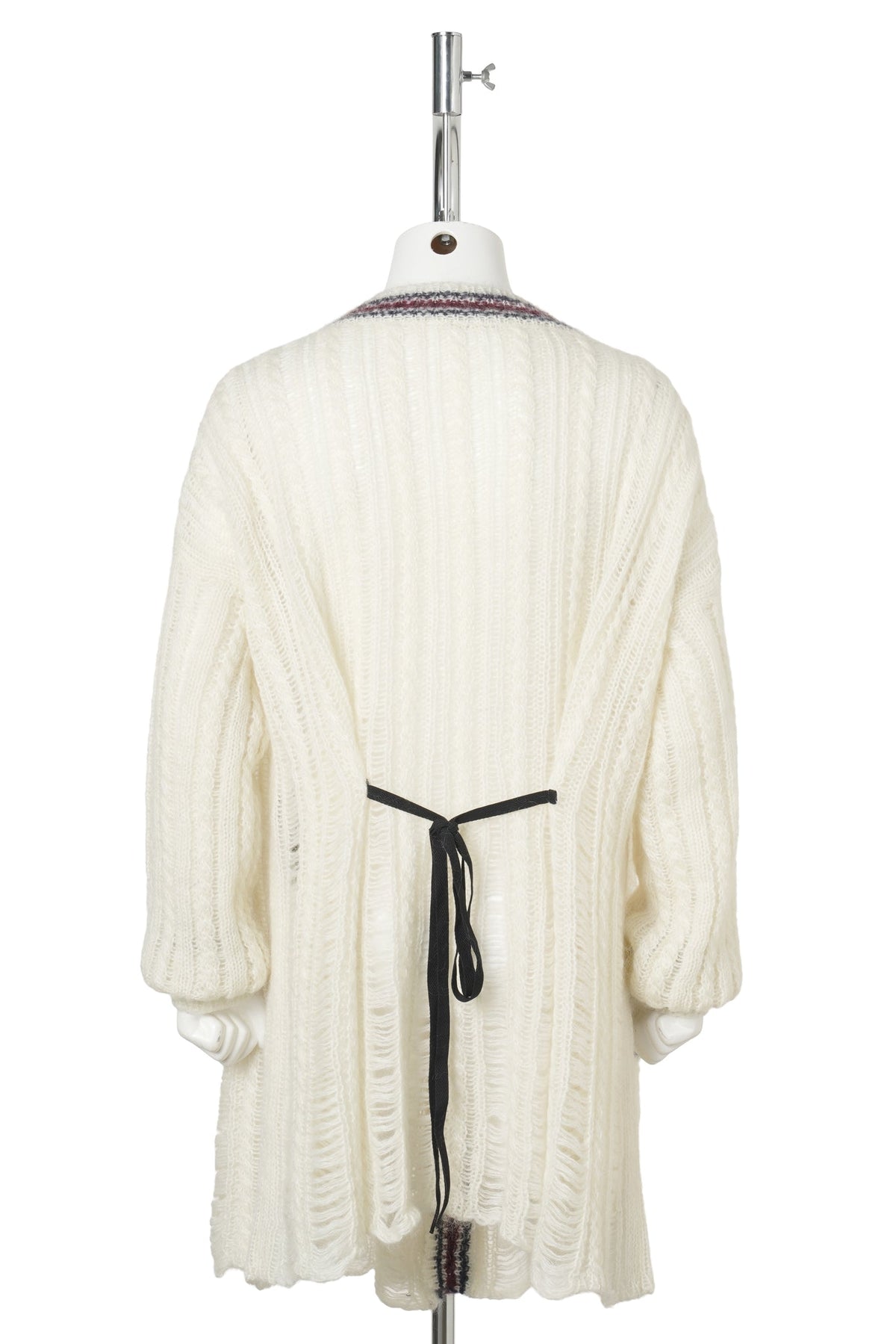 ULVER CABLE KNIT LADDER STITCH HIGH COMFORT CARDIGAN WITH EMBROIDERED EMB / 006:WARM WHITE