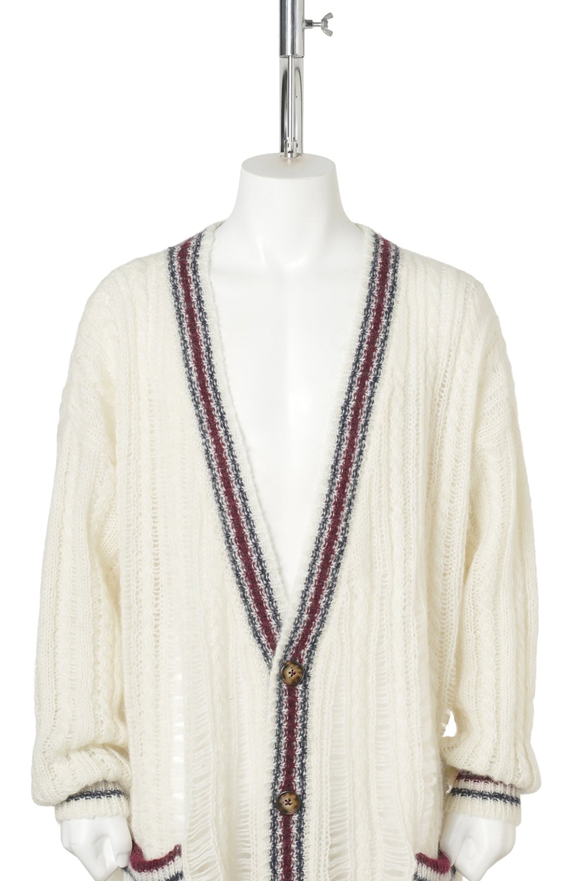 ULVER CABLE KNIT LADDER STITCH HIGH COMFORT CARDIGAN WITH EMBROIDERED EMB / 006:WARM WHITE