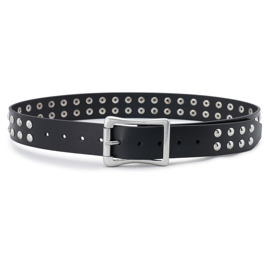 YOKA 4 CM BELT WITH FLARED BUCKLE AND STUDS / 099:BLACK
