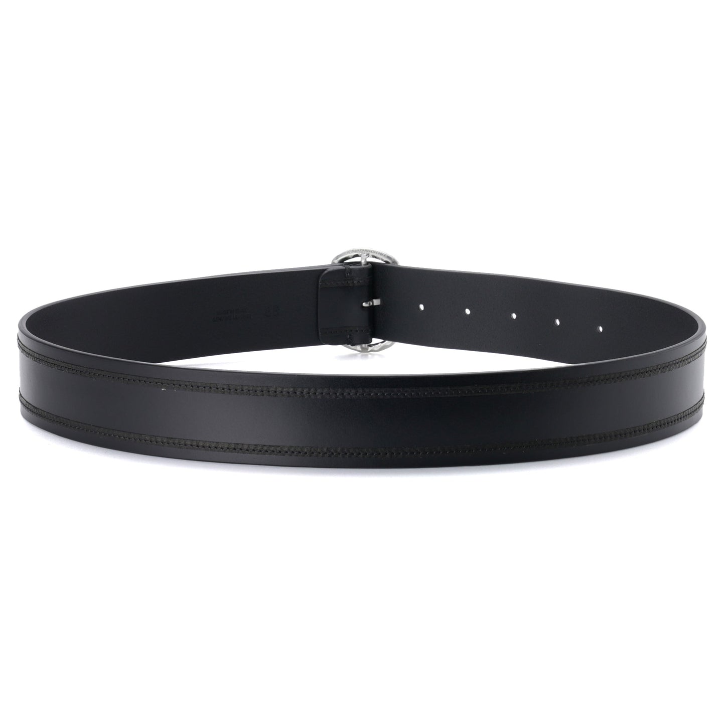 NIAZ 4 CM BELT WITH HAMMERED BUCKLE AND MONOGRAM EMBROIDERY / 099:BLACK