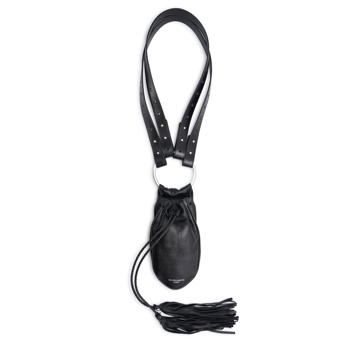 KENAN POUCH WITH TASSEL CLOSURE AND DOUBLE STRAPS / 099:BLACK