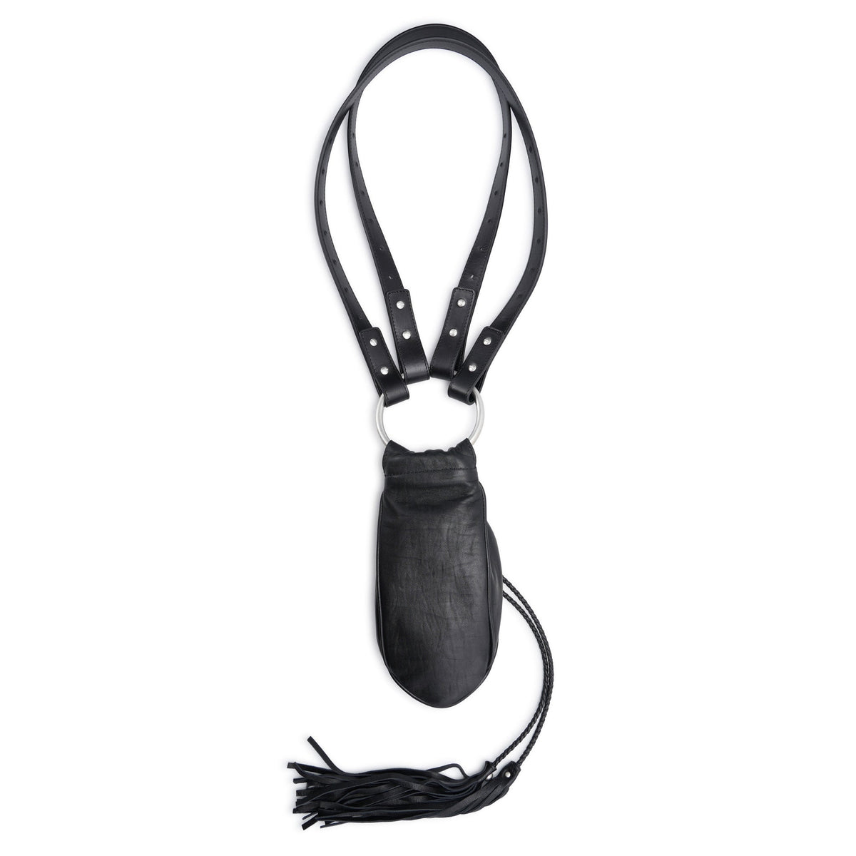 KENAN POUCH WITH TASSEL CLOSURE AND DOUBLE STRAPS / 099:BLACK