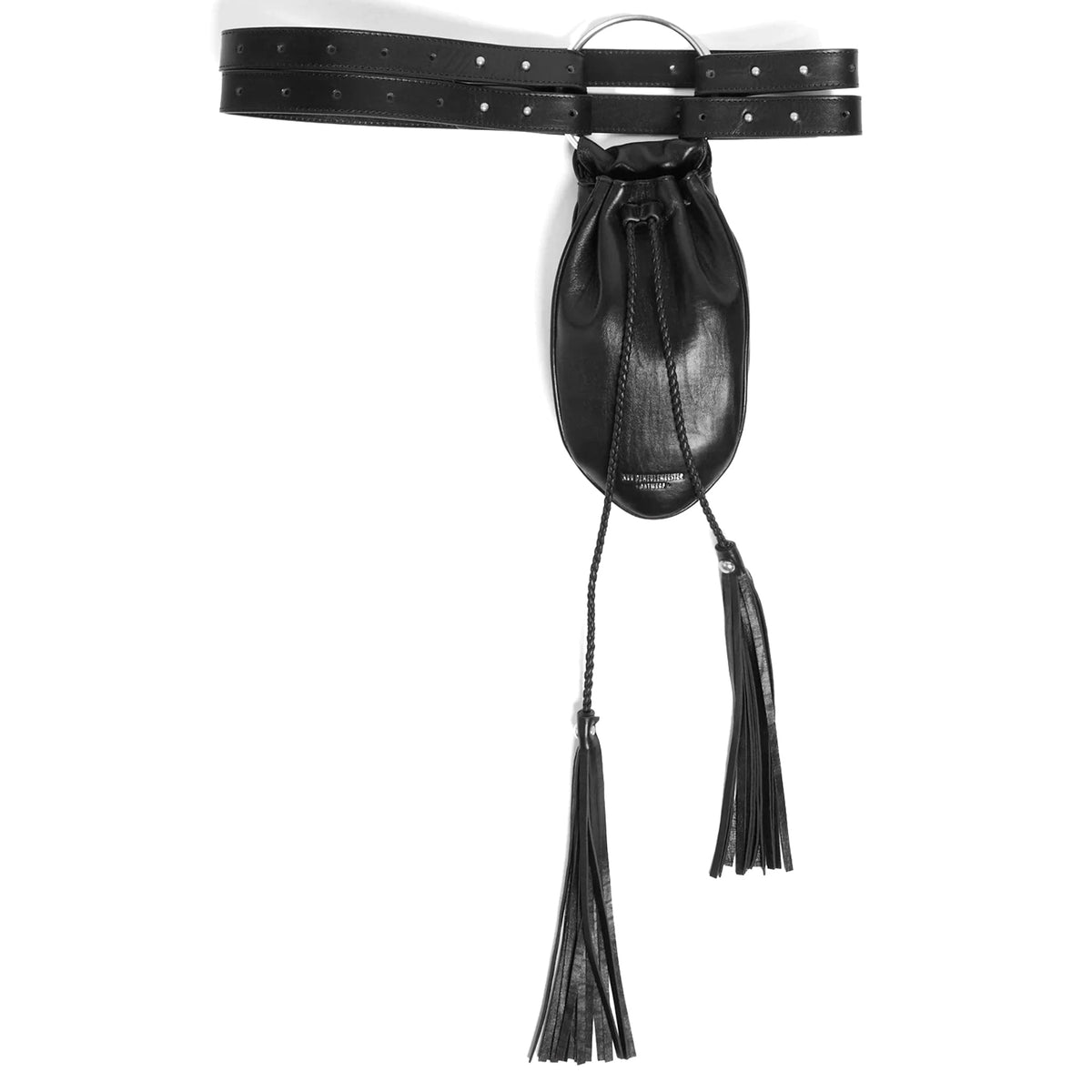 KENAN POUCH WITH TASSEL CLOSURE AND DOUBLE STRAPS / 099:BLACK