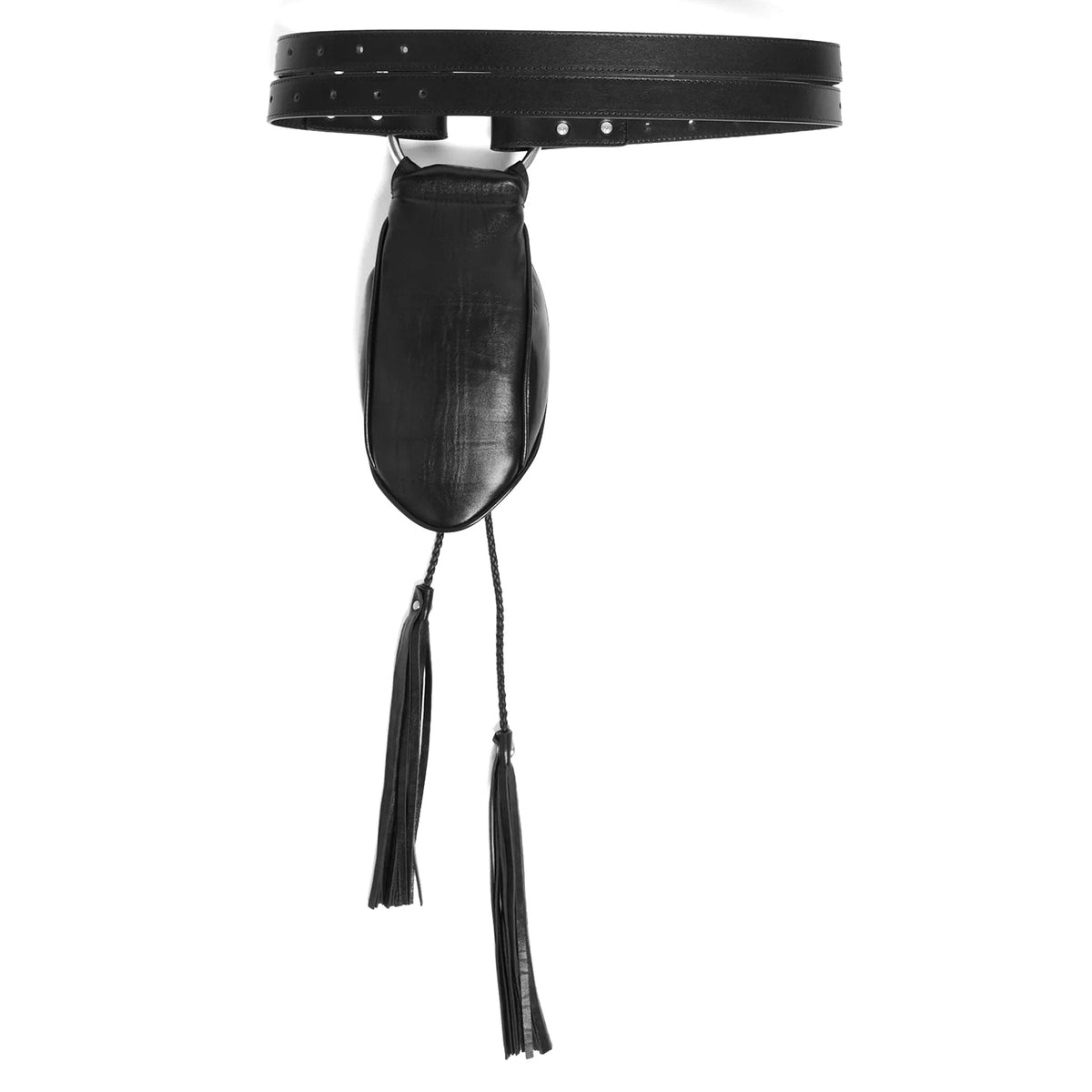 KENAN POUCH WITH TASSEL CLOSURE AND DOUBLE STRAPS / 099:BLACK