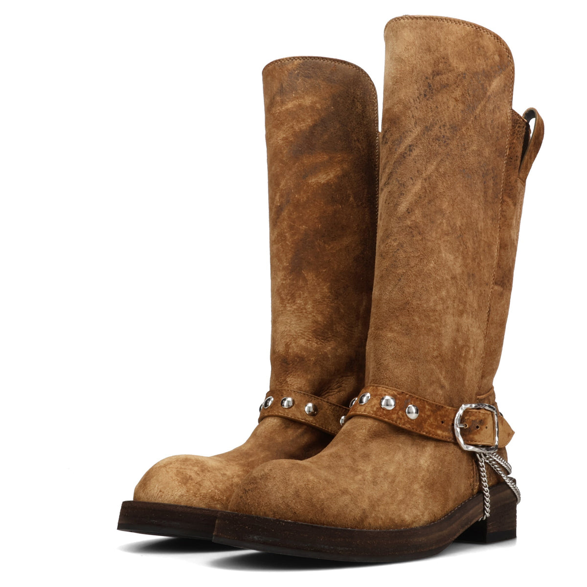 EDEED RIDING BOOTS WITH BELT AND CHAINS / D0063:BROWN/CAMEL