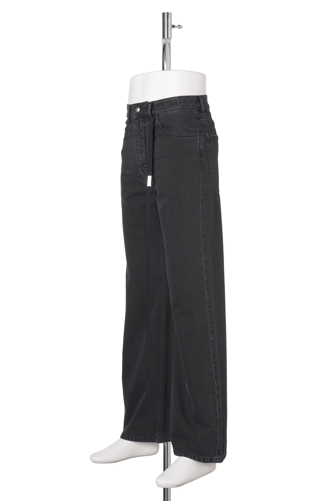ALARIK 5-POCKETS FLARED CROPPED TROUSERS WITH CONTRAST SIDE BAND / 098:FADED BLACK