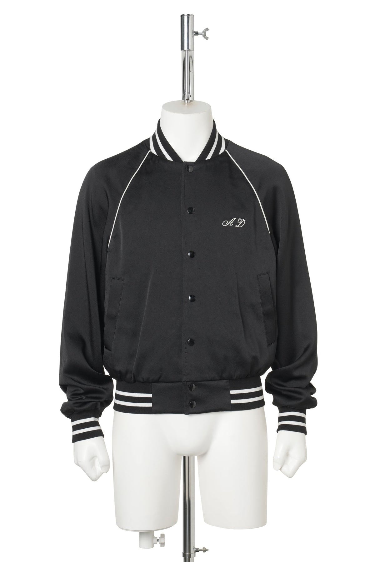 SLIM FIT RAGLAN BOMBER WITH "LOVERS FOREVER" EMBROIDERY / 099:BLACK
