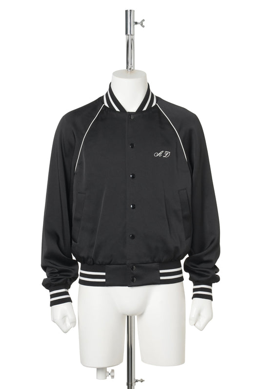 SLIM FIT RAGLAN BOMBER WITH "LOVERS FOREVER" EMBROIDERY / 099:BLACK