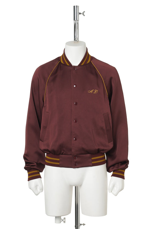SLIM FIT RAGLAN BOMBER WITH "LOVERS FOREVER" EMBROIDERY / 389:MAHOGANY
