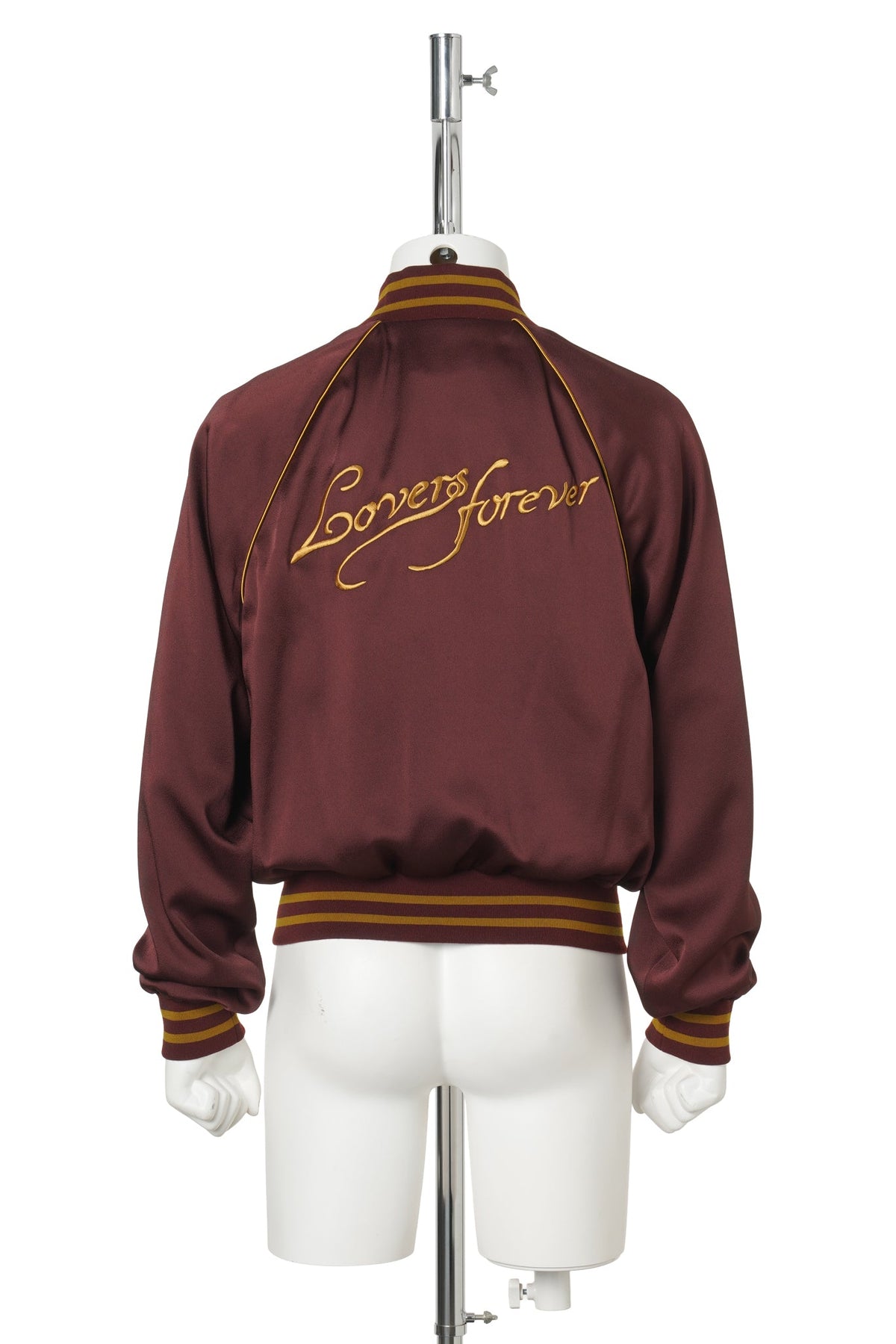 SLIM FIT RAGLAN BOMBER WITH "LOVERS FOREVER" EMBROIDERY / 389:MAHOGANY
