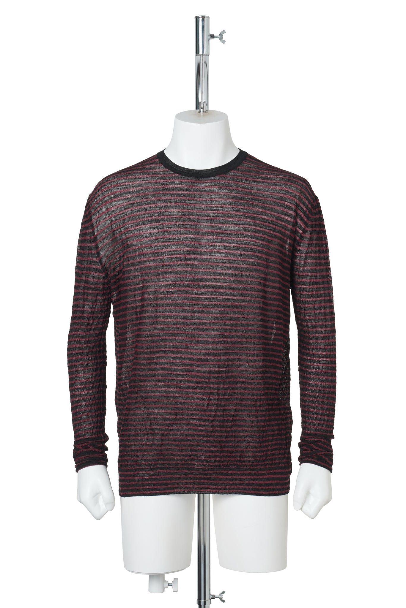 RACIN CREW NECK LIGHT SWEATER / D0039:CHERRY/BLACK