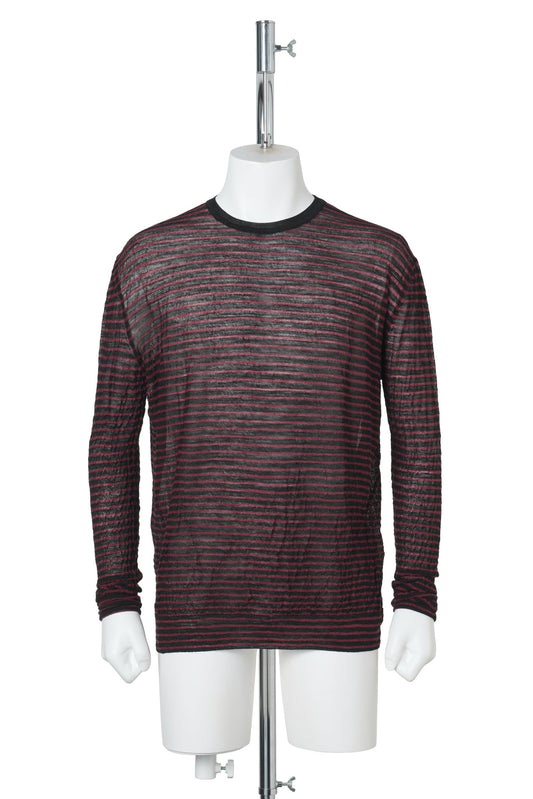 RACIN CREW NECK LIGHT SWEATER / D0039:CHERRY/BLACK