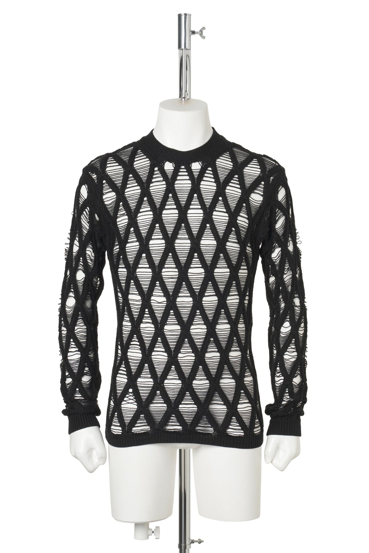 CARLOS DIAMOND STITCH CREW NECK SWEATER / 099:BLACK