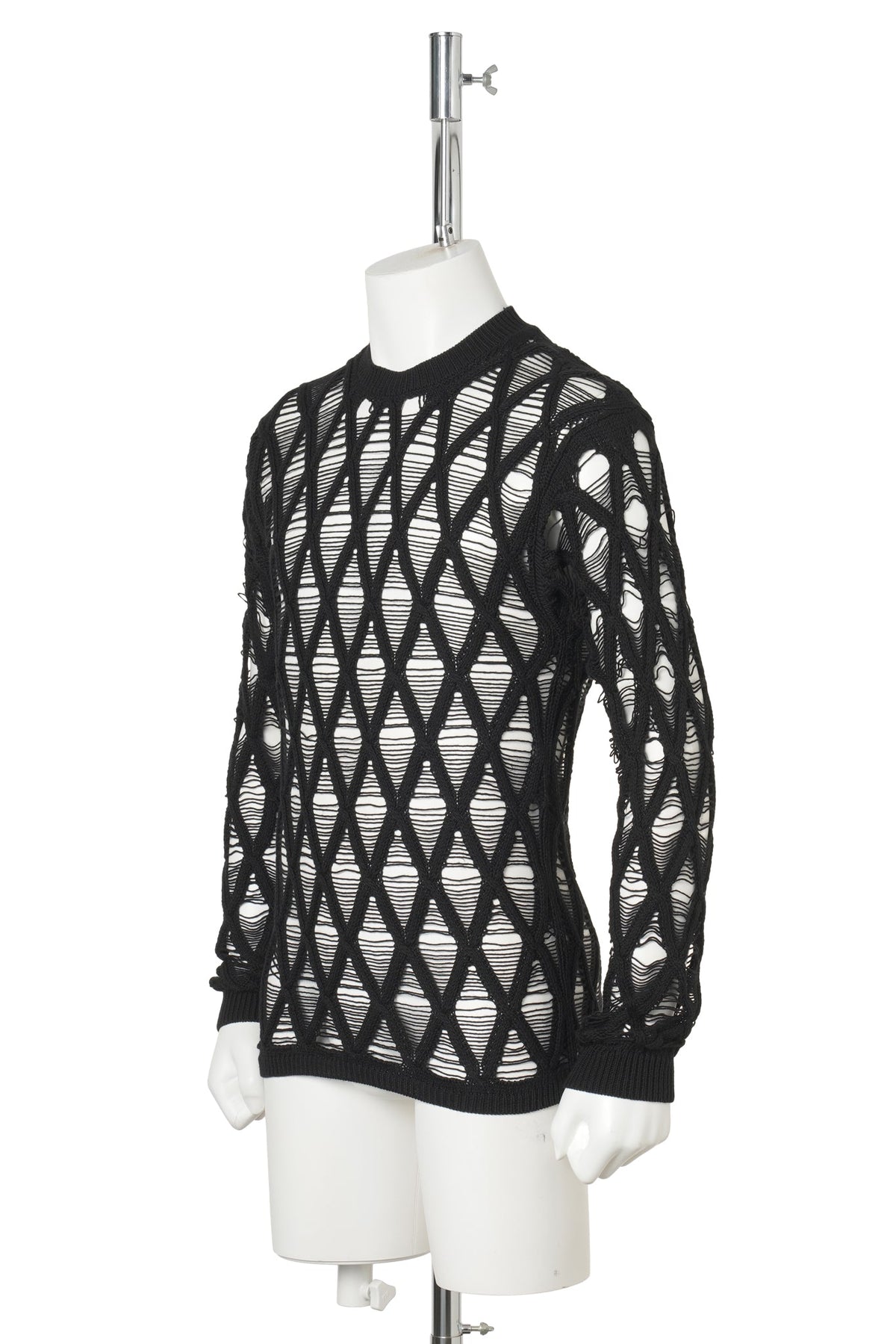 CARLOS DIAMOND STITCH CREW NECK SWEATER / 099:BLACK