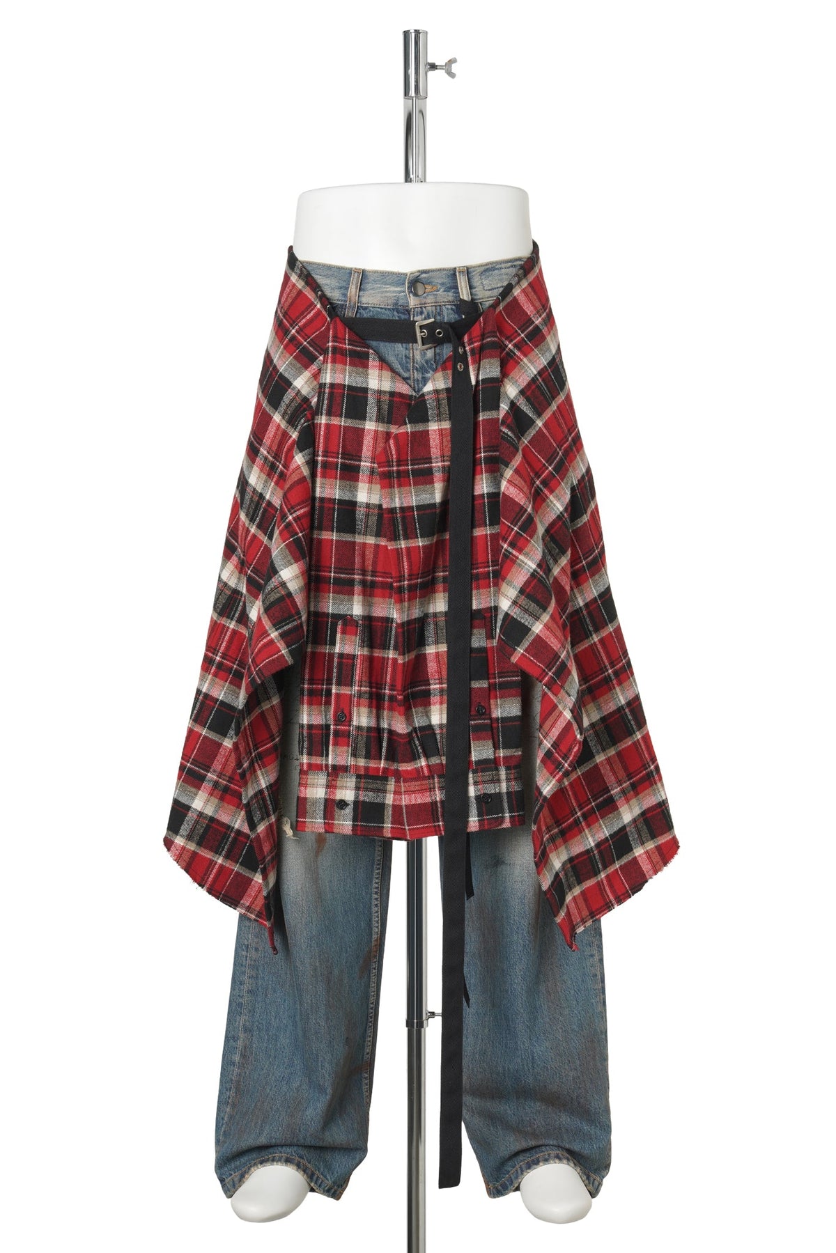 ALDRIK SHIRT APRON / T0913:BLACK/WHITE/RED