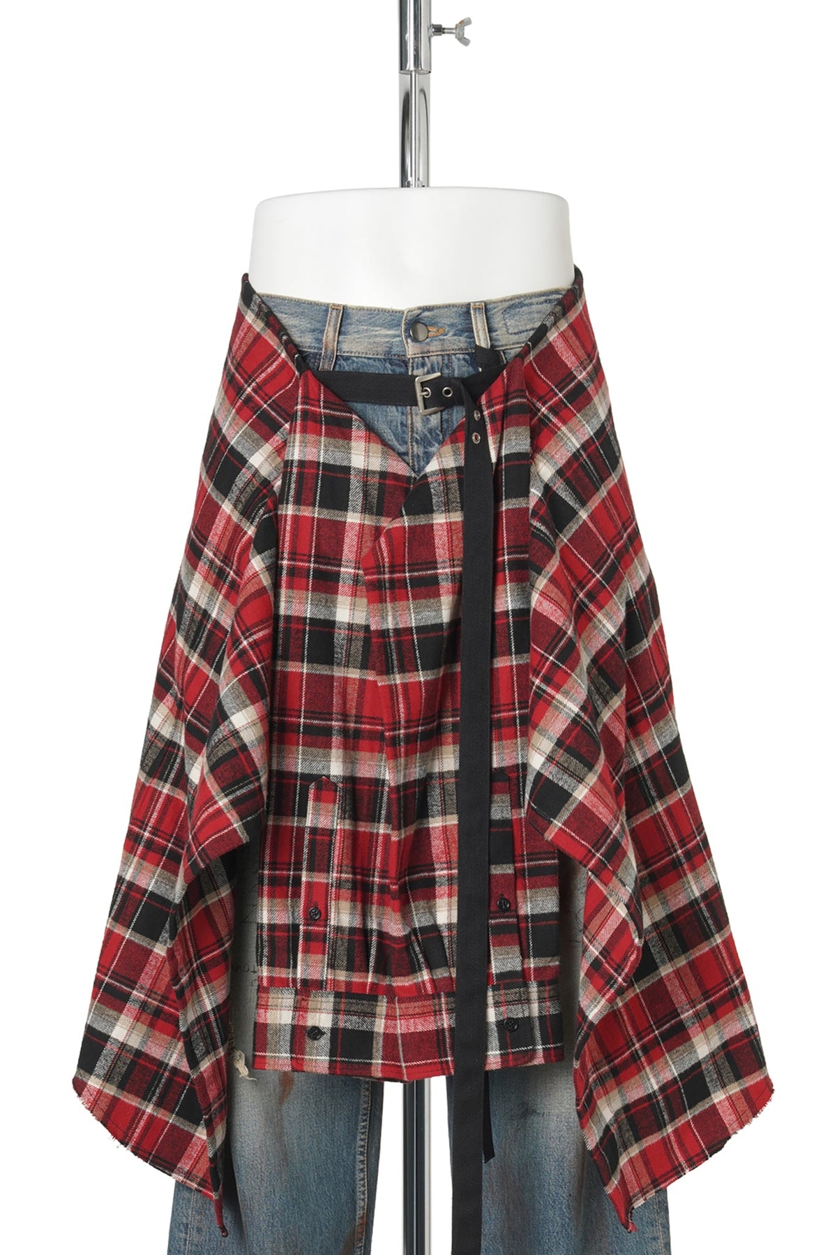 ALDRIK SHIRT APRON / T0913:BLACK/WHITE/RED